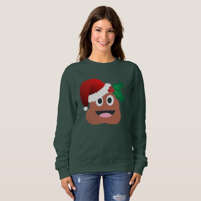 Moletom santa claus poop emoji mulheres sweatshirt (Frente Completa)