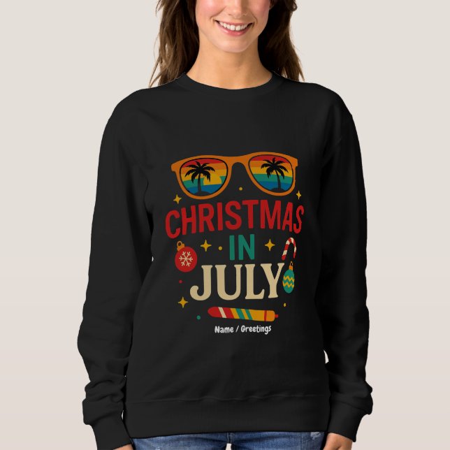 Moletom Santa Claus Sunglass Natal de praia em julho (Frente)