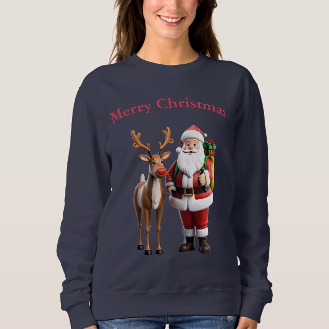 Moletom Santa Clause e Rudolf, a rena vermelha (Frente)