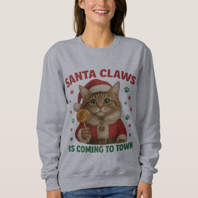 Moletom Santa Claws is Coming to Town T-Shirt (Frente)