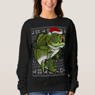 Moletom Santa Hat Bass Fish Xmas Lighting Ugly Bass Cristo