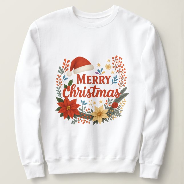 Moletom Santa Hat Merry Christmas Sweatshirt (Frente do Design)