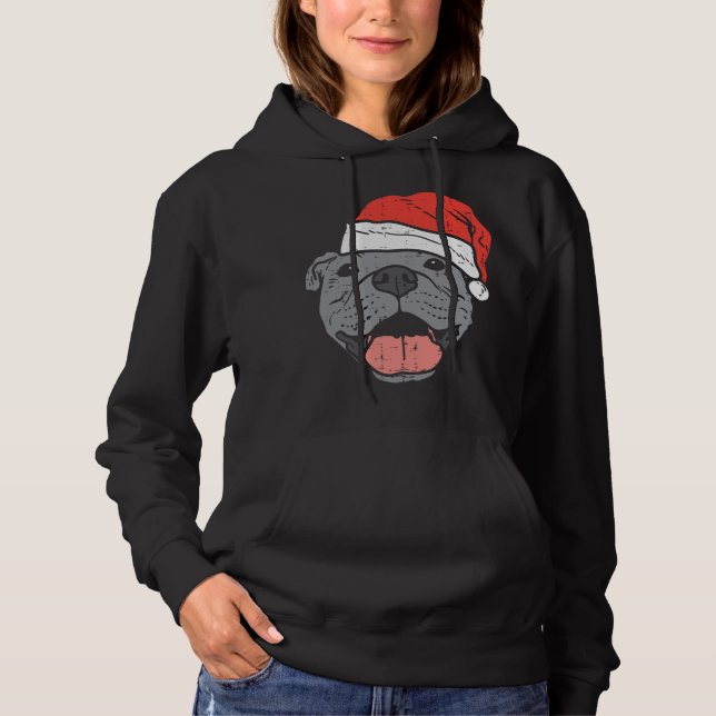 Moletom Santa Hat Pitbull Pit Natal Xmas Pet Dog Lover (Frente)