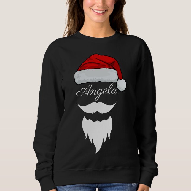 Moletom  Santa Hat Split Monogram Shirt, Personalized Name (Frente)