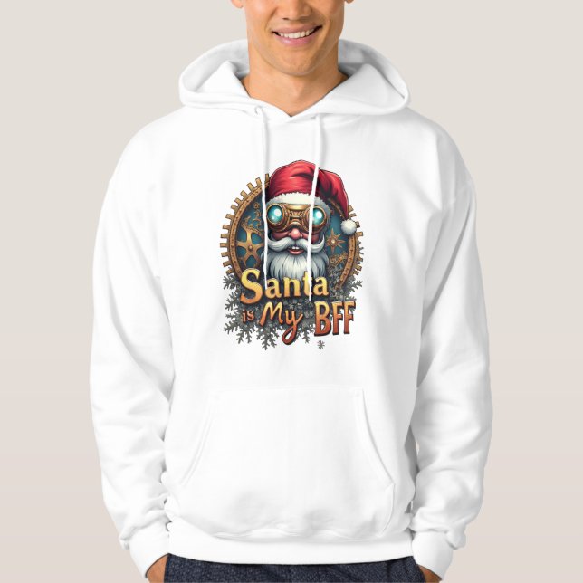 Moletom Santa Is My BFF Hoodie – Cute Holiday Desig (Frente)