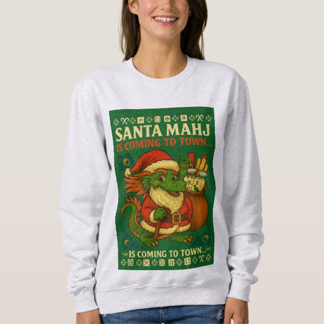 Moletom Santa Mahj Ugly Sweater Sweatshirt (Frente)