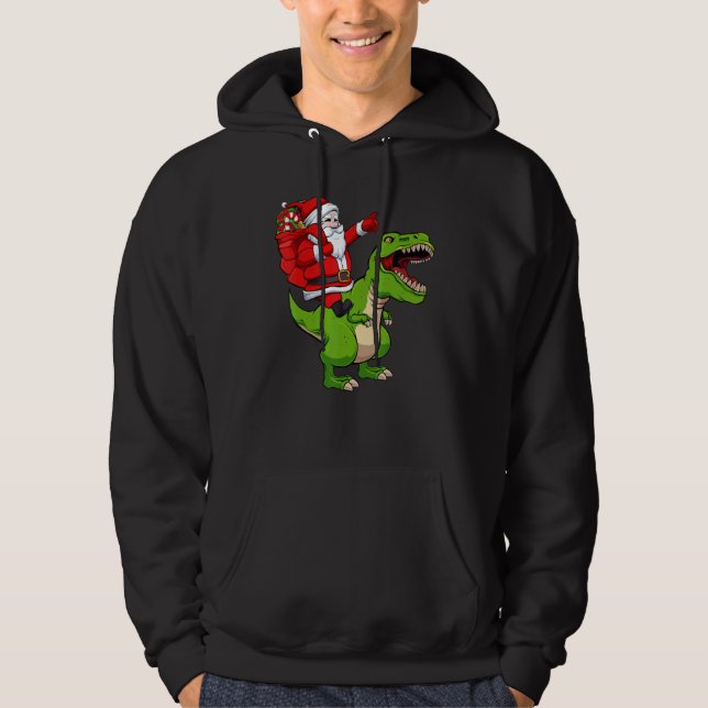 Moletom Santa Riding Dinosaur Christmas Pajama Cool Rex X  (Frente)