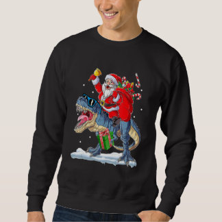 Moletom Santa Riding Dinosaur Rex Christmas  Xmas Boys Kid