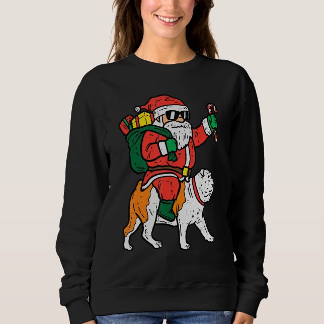 Moletom Santa Riding English Bulldog Christmas Xmas Boys G (Frente)