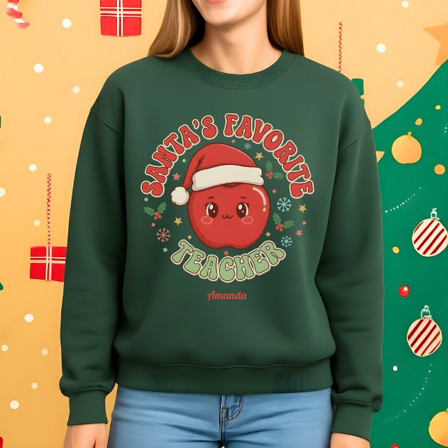 Moletom Santa’s Favorite Teacher Funny Christmas (Criador carregado)