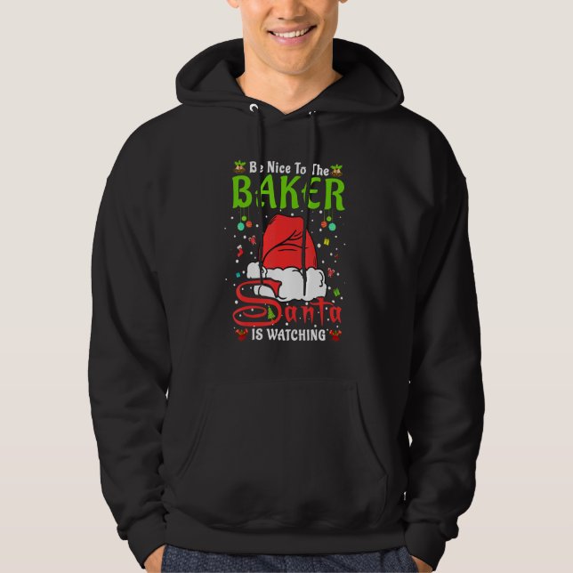 Moletom Santa Xmas Pajamas Be Nice To The Baker Christmas (Frente)