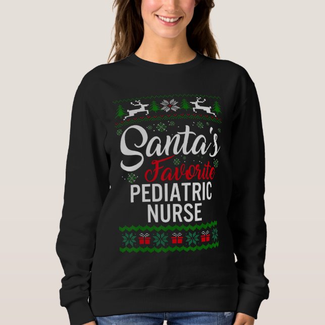 Moletom Santa's Favorite Pediatric Nurse Christmas Ugly Sw (Frente)