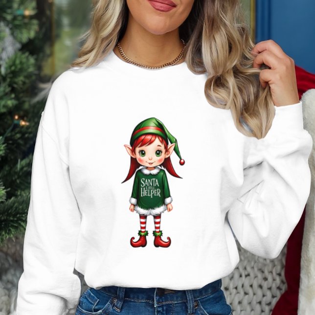 Moletom Santas Little Helper Elf Festivo Natal (Criador carregado)