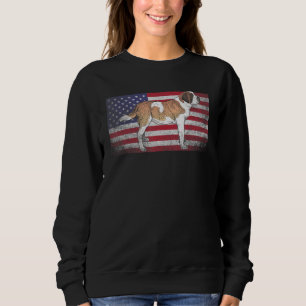 Moletom Santo Bernard Dog 4 de julho Americano Flag Americ