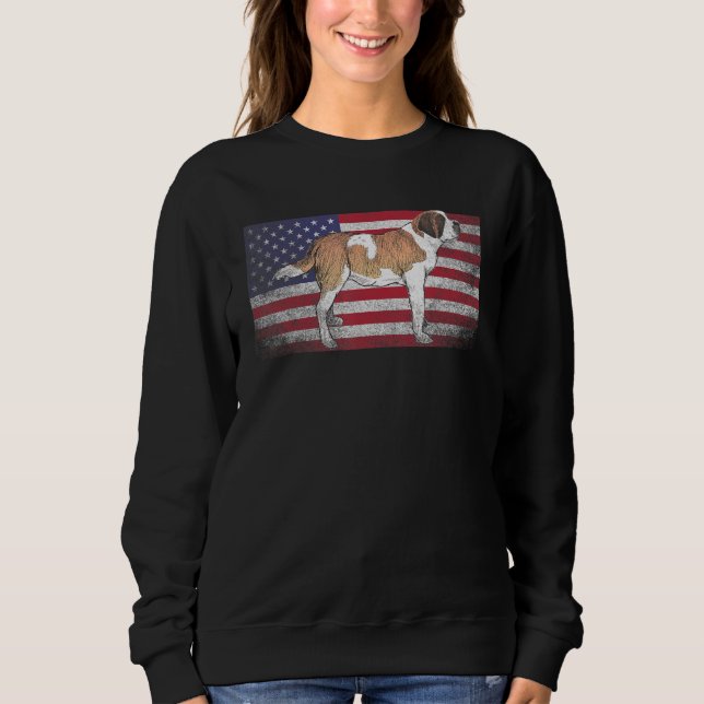 Moletom Santo Bernard Dog 4 de julho Americano Flag Americ (Frente)
