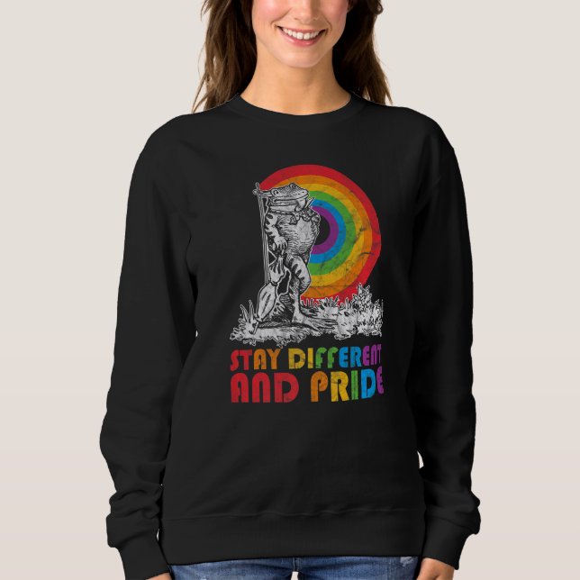 Moletom Sapo De Orgulho Lgbt Cute Permanece Diferente E Or (Frente)