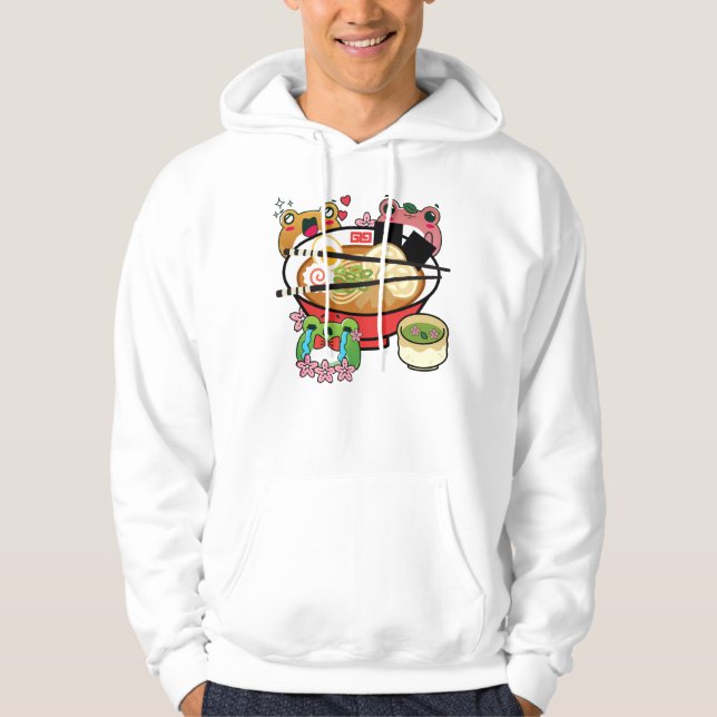 Moletom Sapo Dramático de Ramen - Chá Kawaii com Flores (Frente)
