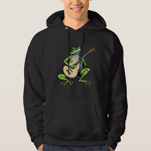 Moletom Sapo Engraçado Tocando Guitarra (Frente)