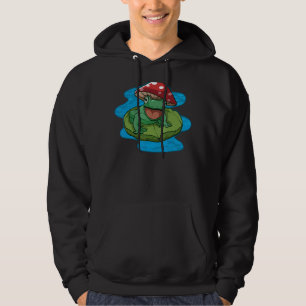 Moletom Sapo Feliz Sentado Em Um Linho De Água Com Mushro