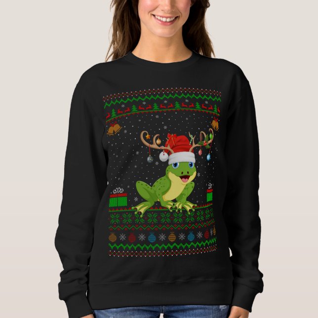 Moletom Sapos Lover Reindeer Santa Hat Correspondendo ao S (Frente)