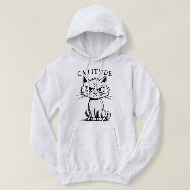 Moletom Sassy Sarcasm Catitude de Gato Atitude Humor Gráfi (Frente do Design)