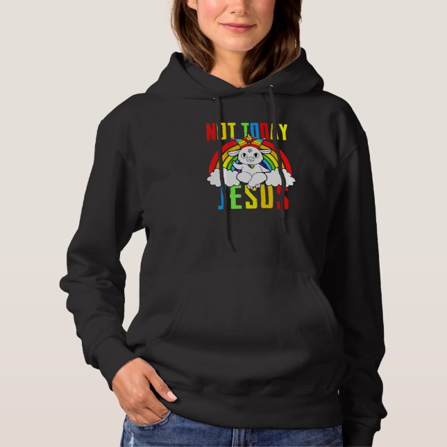 Moletom Satanás Goat Não Hoje Jesus Rainbow Satanás (Frente)