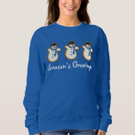 Moletom Saudações da temporada Snowman Natal Hanukkah Snow<br><div class="desc">O Sweatshirt apresenta uma ilustração original, com tema de férias, de um biscoito de açúcar em forma de neve, com os GREETINGS da SEASON numa fonte divertida. Perfeito para as comemorações de Natal! Não vê o que está procurando? Precisa de ajuda para a personalização? Entre em contato com Rebecca para...</div>