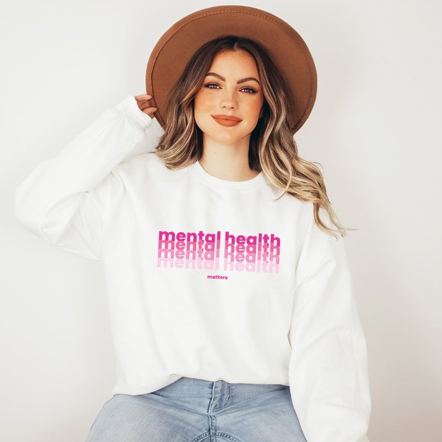 Moletom Saúde mental Assuntos Poppins Barbiecore Rosa (Mental Health Matters Sweatshirt | Poppins Barbiecore Pink | Aesthetic Sweater)