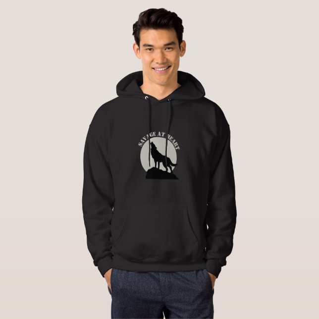 Moletom Savage in Heart - Bold Howling Wolf Design (Frente Completa)