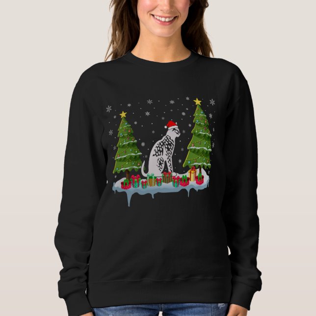 Moletom Savannah Cat Xmas Tree Lighting Men Mulheres Feias (Frente)