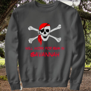 Moletom Savannah GA Pirate Skull Crossbones Trabalha para