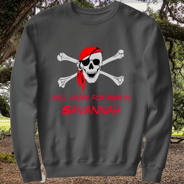 Moletom Savannah GA Pirate Skull Crossbones Trabalha para  (Criador carregado)
