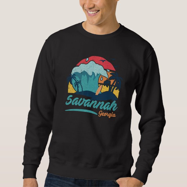 Moletom Savannah Georgia Beach Summer Surfing Sunset Palm (Frente)