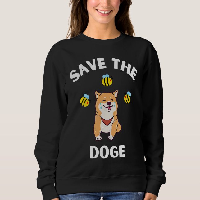 Moletom Save The Doge Cute Doge With Bees Gamer Gaming (Frente)