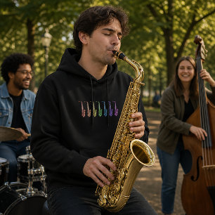 Moletom Saxofone Arco-íris Instrumento de Jazz Colorido