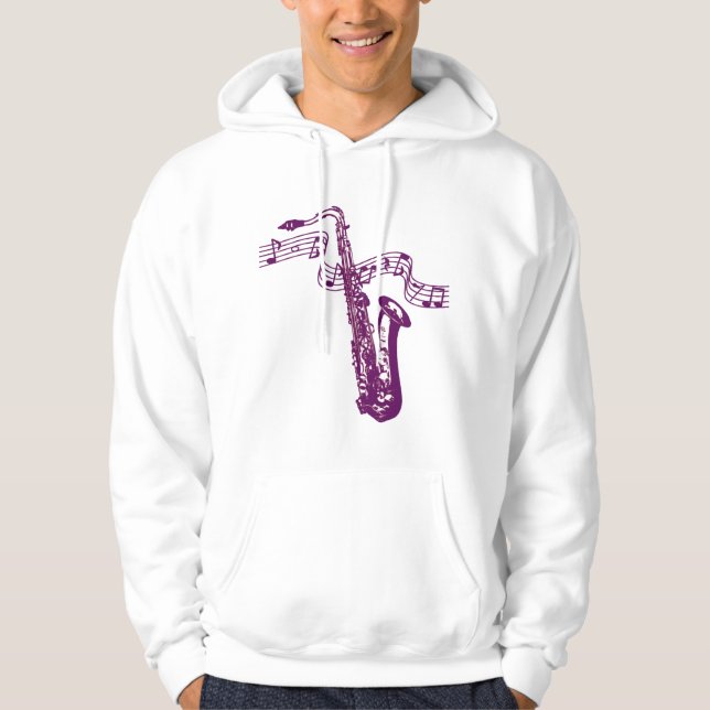 Moletom Saxofone e notas roxas legais -Camiseta (Frente)
