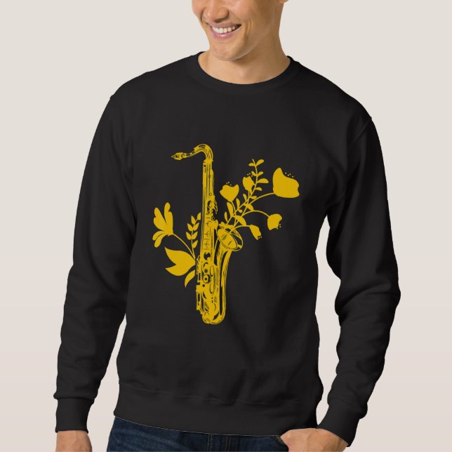 Moletom Saxofone Flores Musicais Saxo (Frente)
