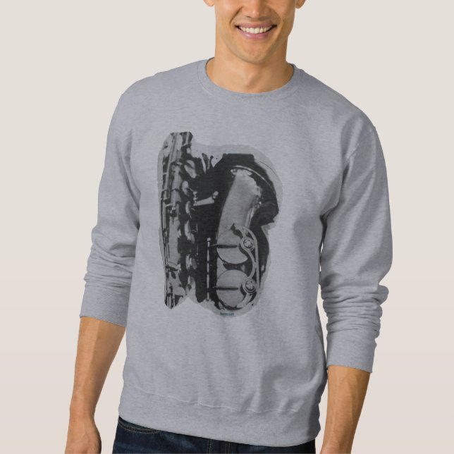 Moletom Saxophon-Sweater in Grau  (Frente)