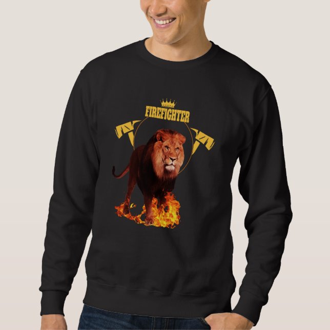 Moletom Saying firefighter firefighter lion hero king of f (Frente)