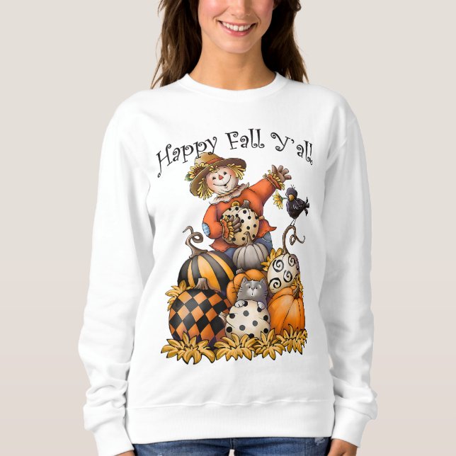 Moletom Scarecrow Happy Fall Y Pumpkin Ação de Graças Ha (Frente)