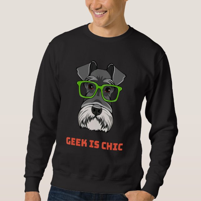 Moletom Schnauzer Dog Geek Portrait Smart Glasses Dog Nerd (Frente)