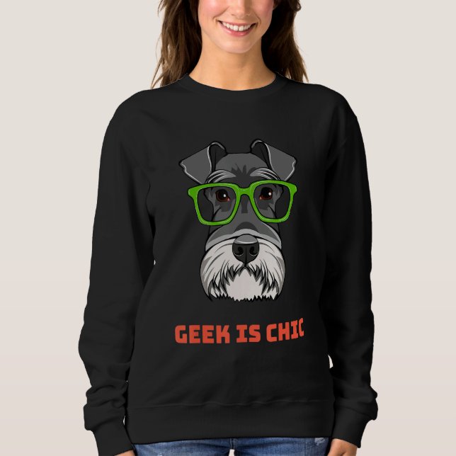 Moletom Schnauzer Dog Geek Portrait Smart Glasses Dog Nerd (Frente)