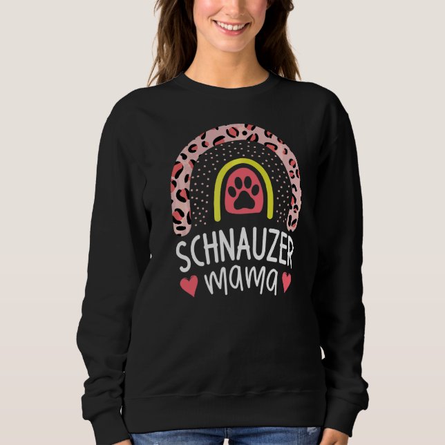 Moletom Schnauzer Mama Rainbow Leopard Cachorro Rosa Mãe C (Frente)