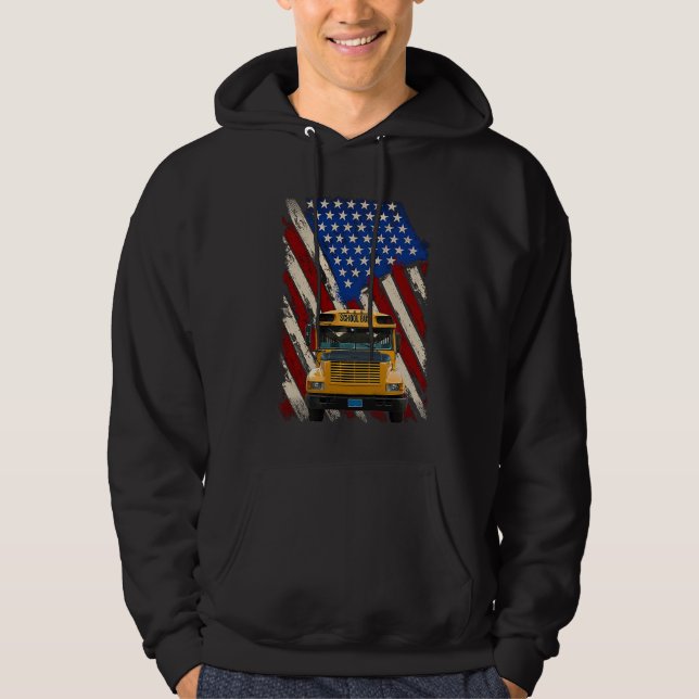 Moletom School Bus Driver America Flag Patriotic Bus Drivi (Frente)