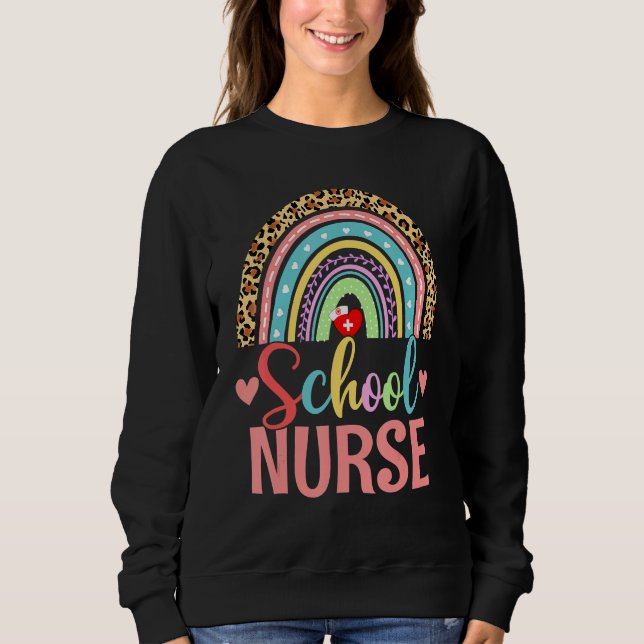 Moletom School Nurse Boho Rainbow Leopard Nurse Week 2022  (Frente)