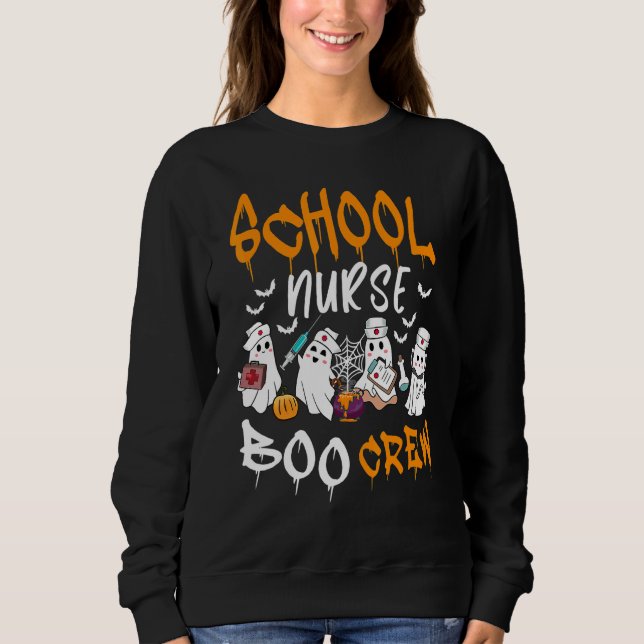 Moletom School Nurse Boo Crew Halloween School Nurse Costu (Frente)