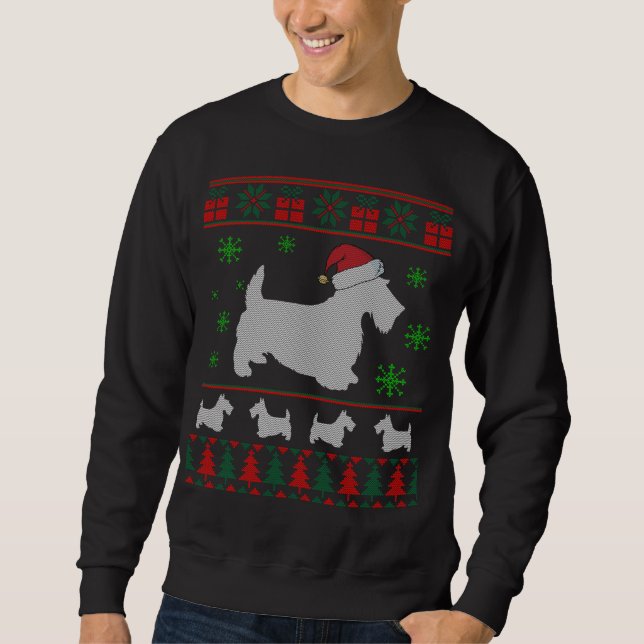 Moletom Scottie Dog Ugly Christmas Sweater Gift for Dog Lo (Frente)