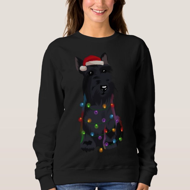 Moletom Scottish Terrier Christmas Lights Xmas Dog Lover (Frente)