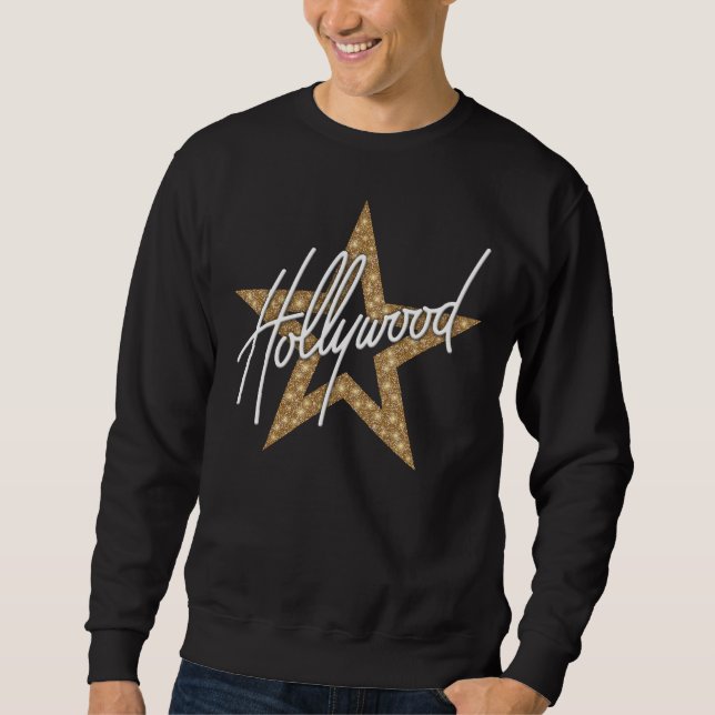 Moletom Script de Mão Branca de Hollywood com Estrela (Frente)