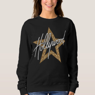 Moletom Script de Mão Branca de Hollywood com Estrela